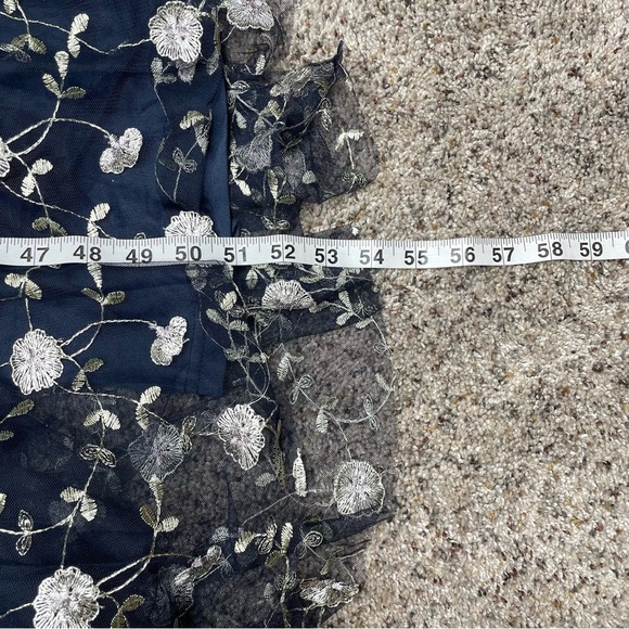 Lulus Whimsical Allure Navy Mesh Embroidered One-Shoulder Maxi Dress XS NWT - Picture 11 of 11